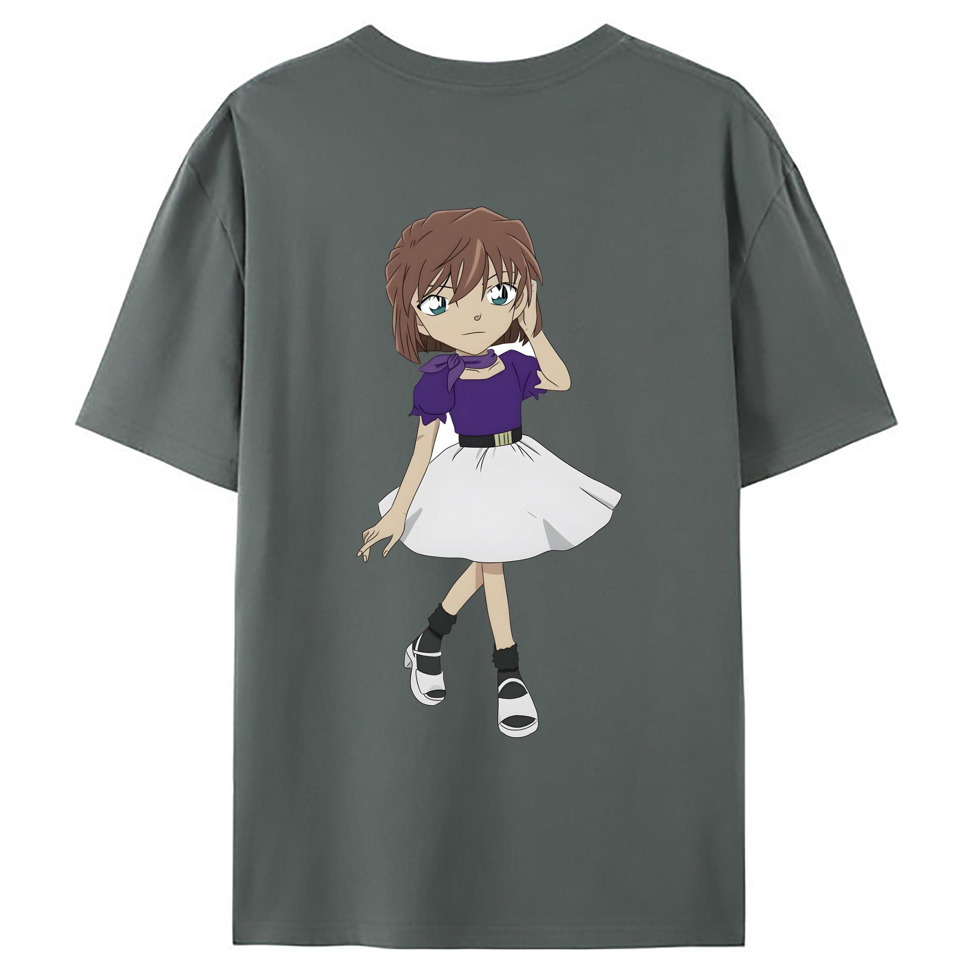 （画像用） 名探偵コナン 灰原 哀 はいばら あい Detective Conan Anita Hailey、Vi Graythorn Haibara Ai 綿100％ メンズ半袖Tシャツ（バックプリント） 通気性